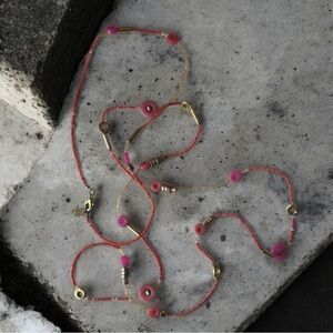 ALM Soho Vintage Pink and Gold Beaded Necklace